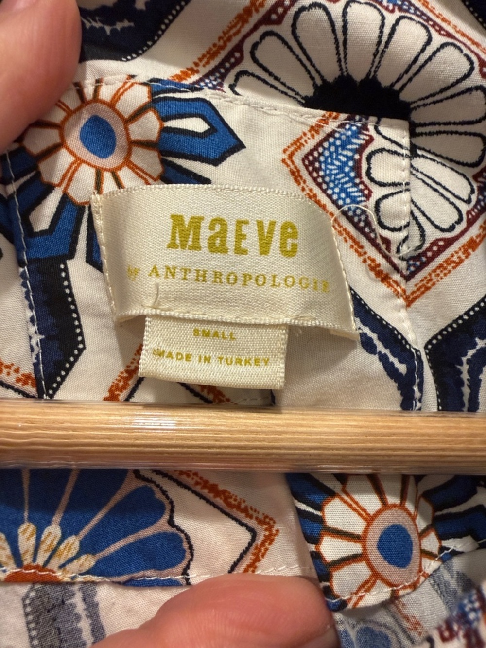 Maeve Geometric Floral Maxi Dress in White and Blue - Picture 2 of 11
